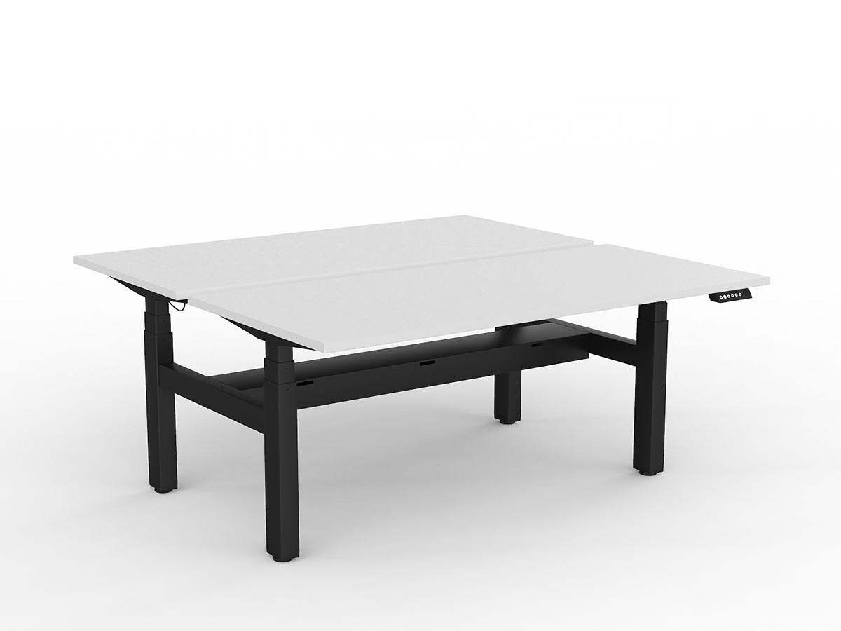 OL Agile Motion+ Electric Height Adjustable Shared Desk – White Top Black Frame