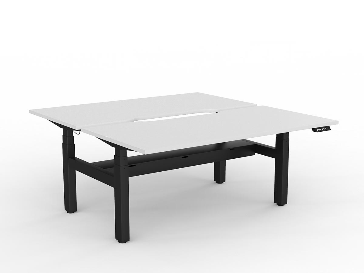 OL Agile Motion+ Electric Height Adjustable Shared Desk – White Top Black Frame