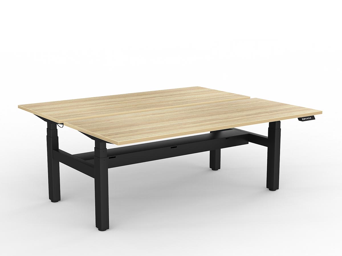 OL Agile Motion+ Electric Height Adjustable Shared Desk – Oak Top Black Frame
