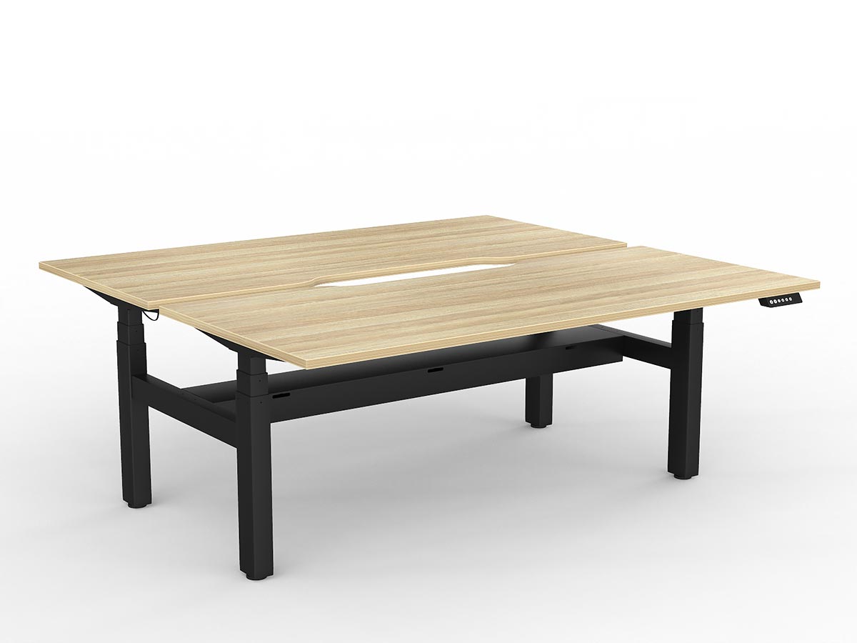 OL Agile Motion+ Electric Height Adjustable Shared Desk – Oak Top Black Frame