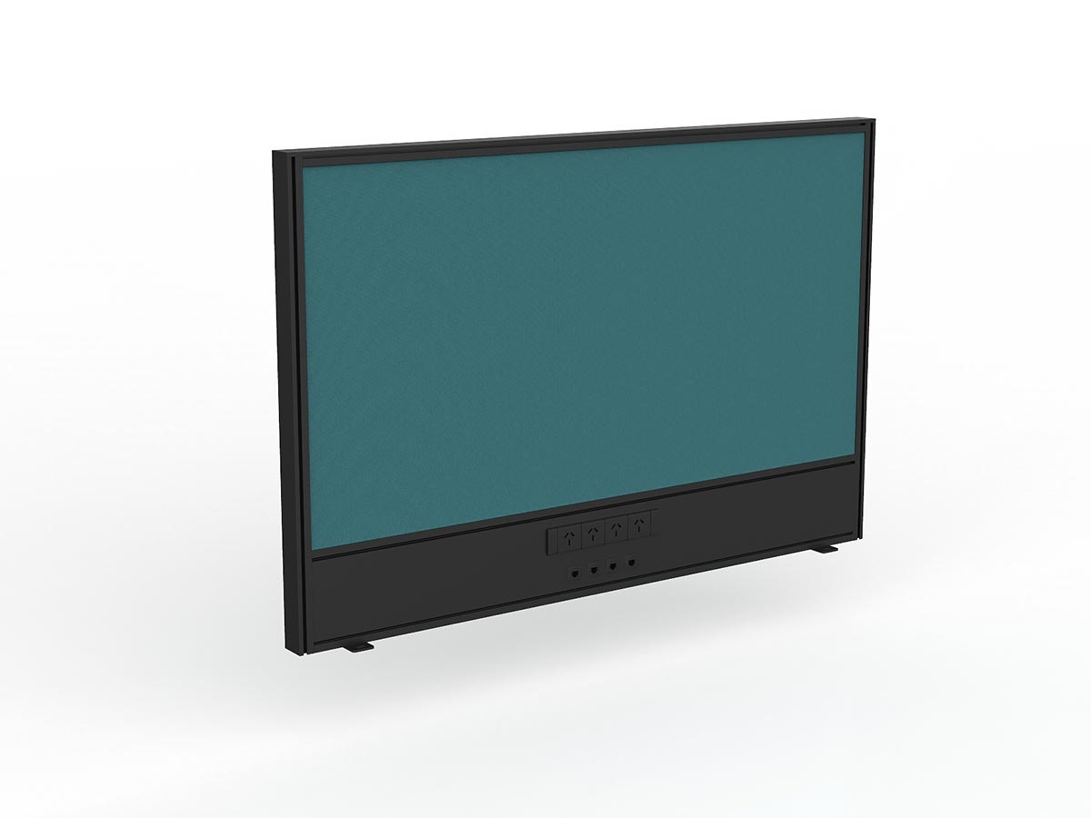 OL Studio Screen with Ducting for Agile Shared Desk – Splice Fabric with Black Frame