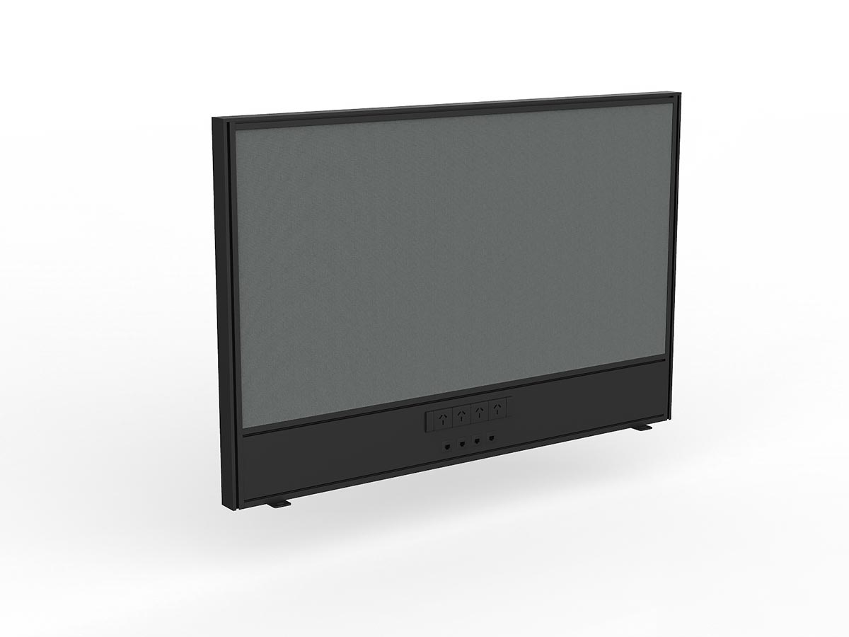 OL Studio Screen with Ducting for Agile Shared Desk – Splice Fabric with Black Frame
