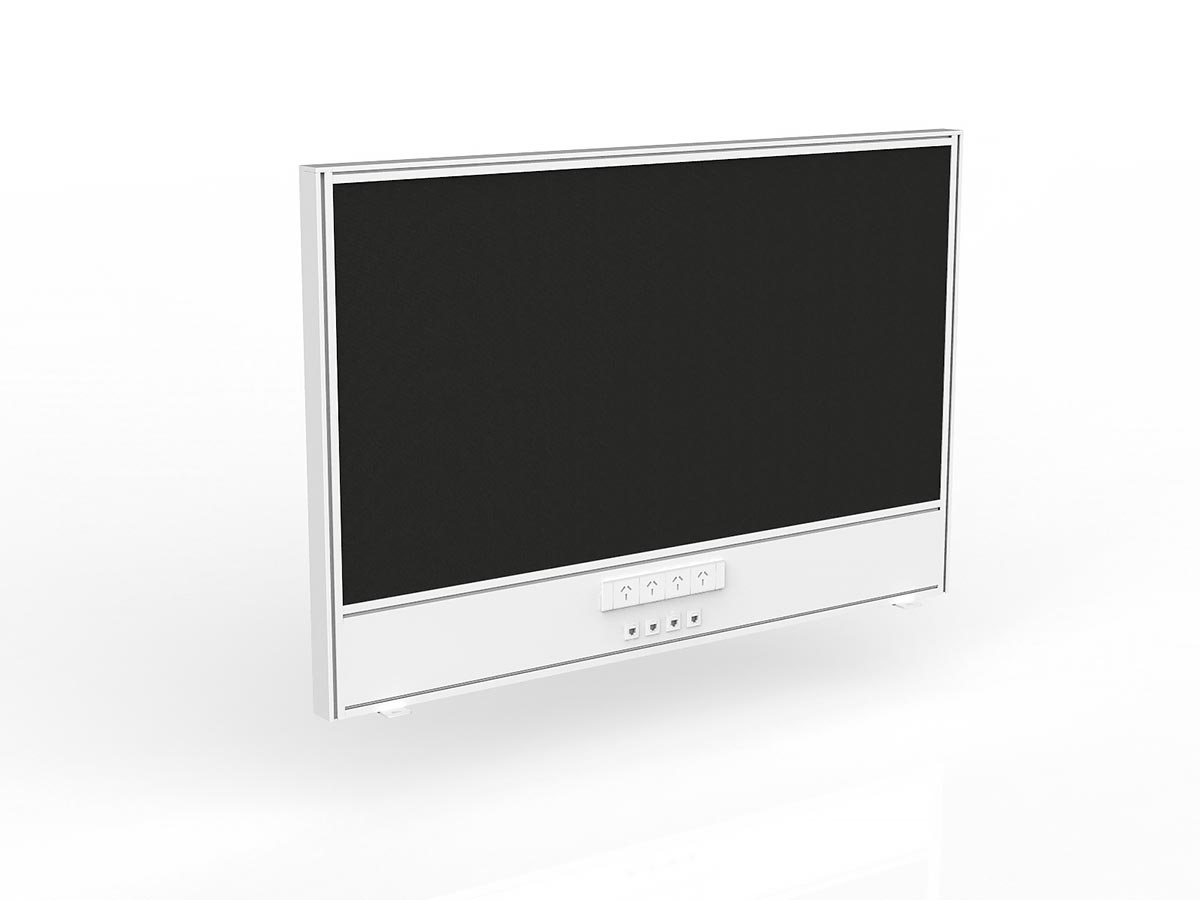 OL Studio Screen with Ducting for Agile Shared Desk – Splice Fabric with White Frame