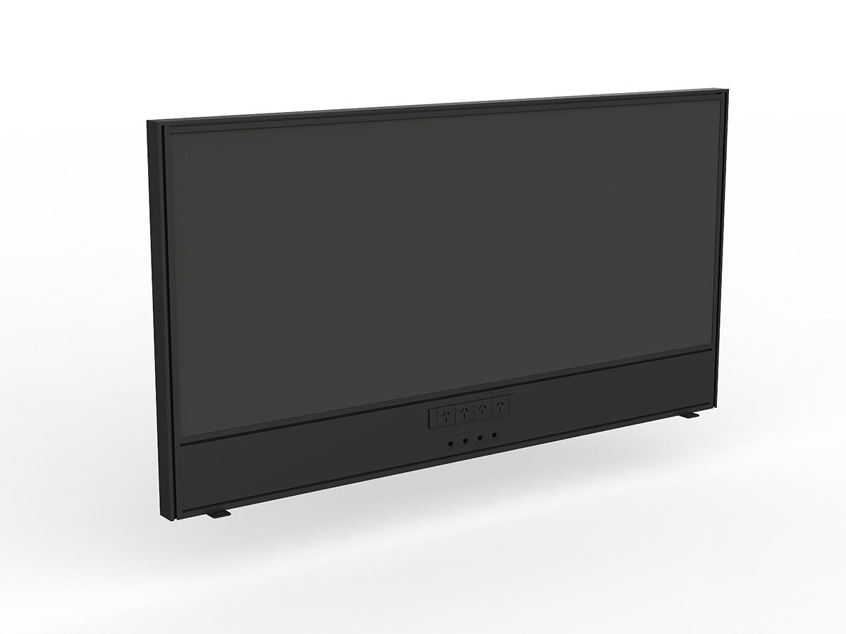 OL Studio Screen with Ducting for Agile Shared Desk – Breath Fabric with Black Frame