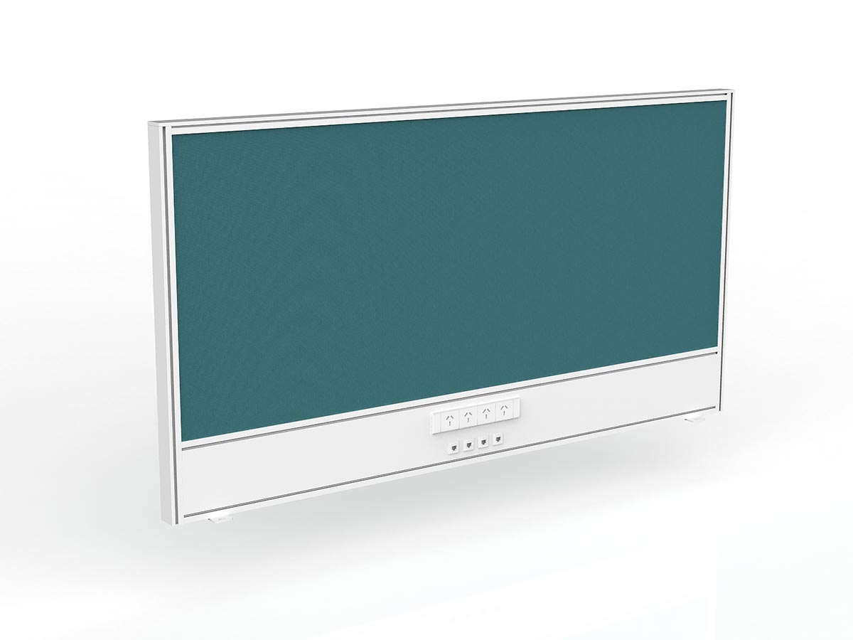 OL Studio Screen with Ducting for Agile Shared Desk – Splice Fabric with White Frame