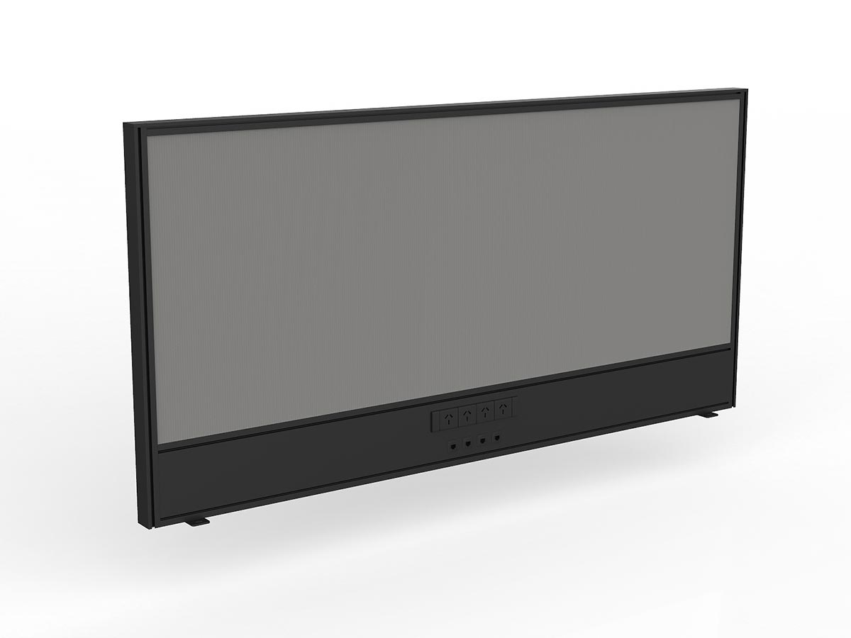 OL Studio Screen with Ducting for Agile Shared Desk – Breath Fabric with Black Frame