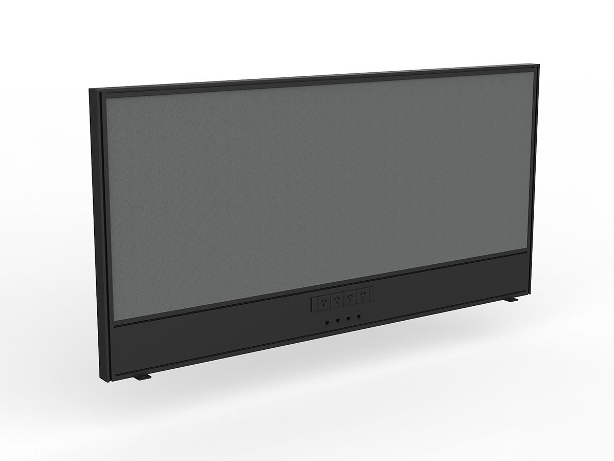 OL Studio Screen with Ducting for Agile Shared Desk – Splice Fabric with Black Frame