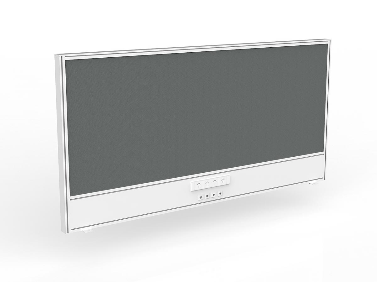 OL Studio Screen with Ducting for Agile Shared Desk – Splice Fabric with White Frame