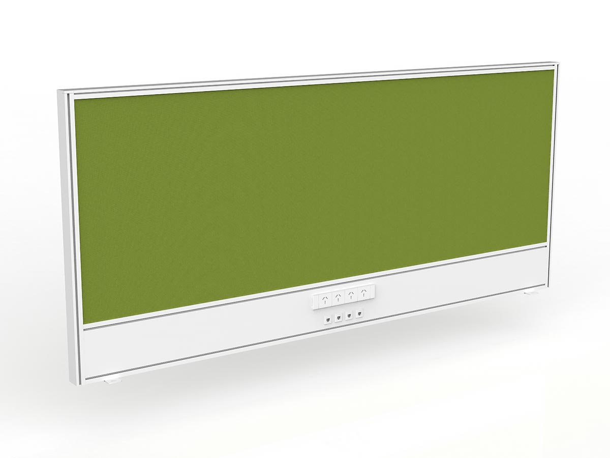OL Studio Screen with Ducting for Agile Shared Desk – Splice Fabric with White Frame