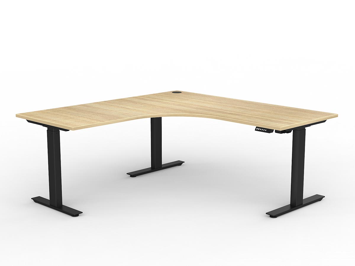 OL Agile Electric Height Adjustable 2 Column 90° Corner Workstation