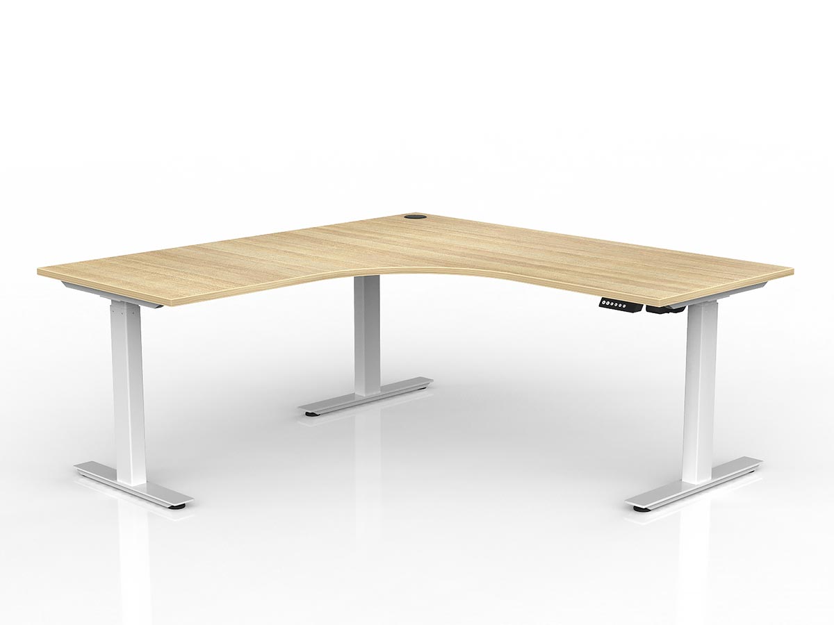 OL Agile Electric Height Adjustable 2 Column 90° Corner Workstation