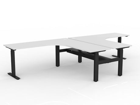 OL Agile Electric Height Adjustable 90° Shared Workstation – White Top Black Frame
