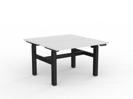 OL Agile 2 Column Electric Height Adjustable Shared Desk White Top Black Frame
