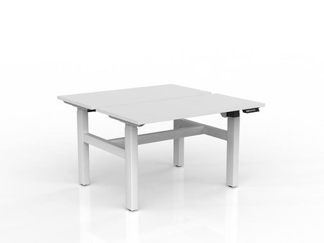 OL Agile 2 Column Electric Height Adjustable Shared Desk White Top White Frame