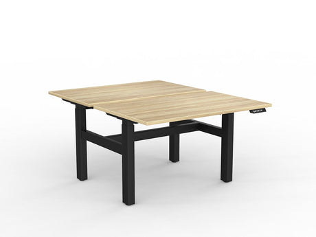 OL Agile 2 Column Electric Height Adjustable Shared Desk Oak Top Black Frame