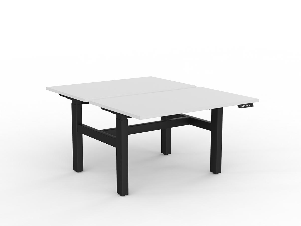 OL Agile 2 Column Electric Height Adjustable Shared Desk White Top Black Frame