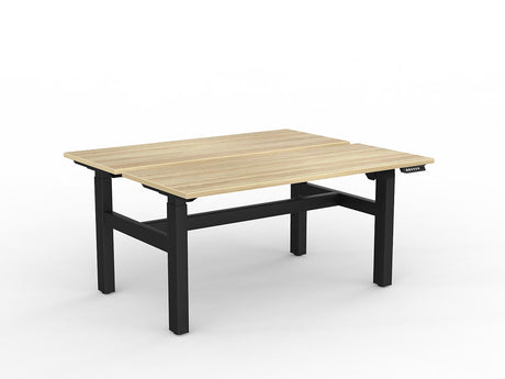 OL Agile 2 Column Electric Height Adjustable Shared Desk Oak Top Black Frame