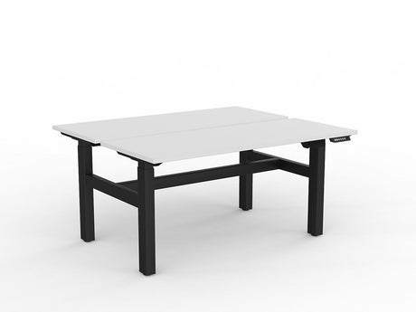 OL Agile 2 Column Electric Height Adjustable Shared Desk White Top Black Frame