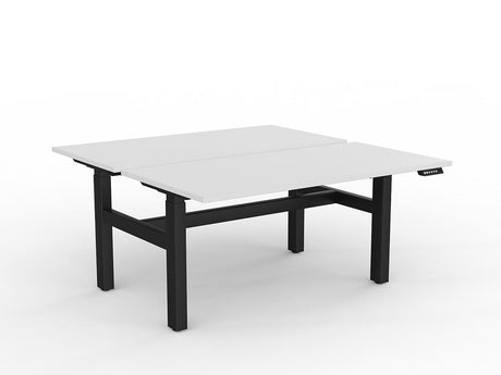 OL Agile 2 Column Electric Height Adjustable Shared Desk White Top Black Frame