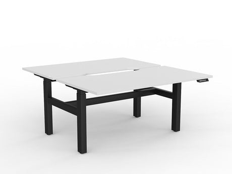 OL Agile 2 Column Electric Height Adjustable Shared Desk White Top Black Frame