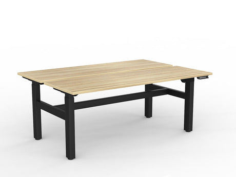 OL Agile 2 Column Electric Height Adjustable Shared Desk Oak Top Black Frame