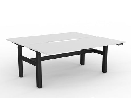 OL Agile 2 Column Electric Height Adjustable Shared Desk White Top Black Frame