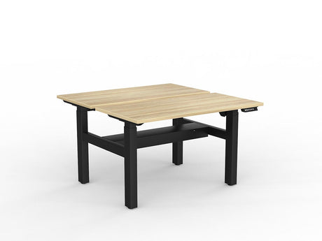 OL Agile 2 Column Electric Height Adjustable Shared Desk Oak Top Black Frame