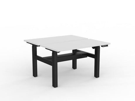 OL Agile 2 Column Electric Height Adjustable Shared Desk White Top Black Frame