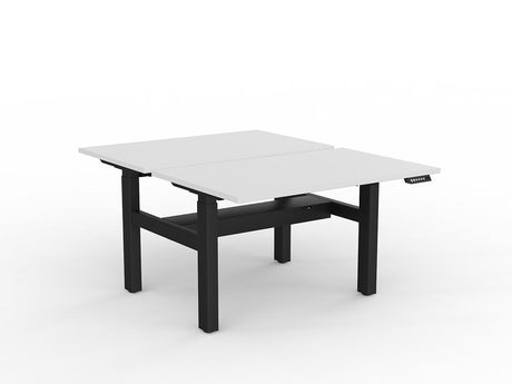 OL Agile 2 Column Electric Height Adjustable Shared Desk White Top Black Frame