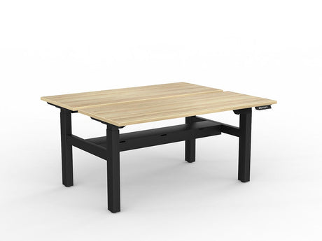OL Agile 2 Column Electric Height Adjustable Shared Desk Oak Top Black Frame