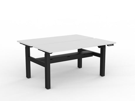 OL Agile 2 Column Electric Height Adjustable Shared Desk White Top Black Frame