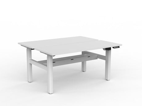 OL Agile 2 Column Electric Height Adjustable Shared Desk White Top White Frame
