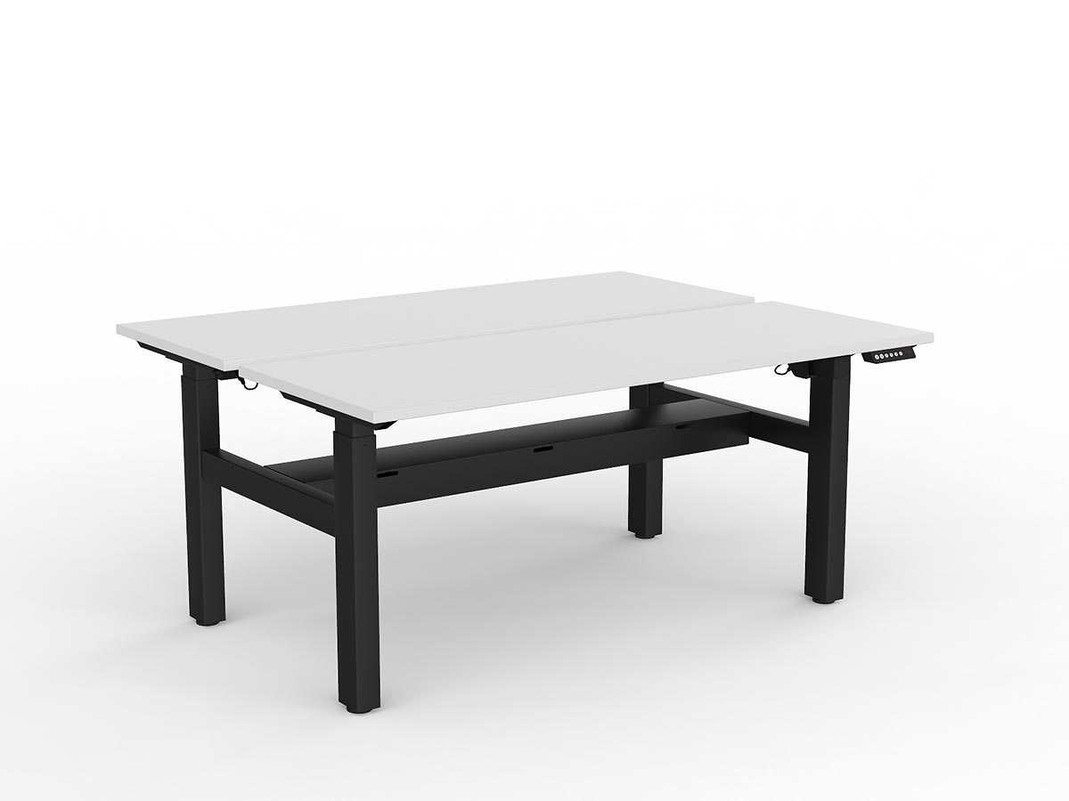 OL Agile 2 Column Electric Height Adjustable Shared Desk White Top Black Frame