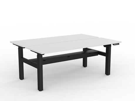 OL Agile 2 Column Electric Height Adjustable Shared Desk White Top Black Frame