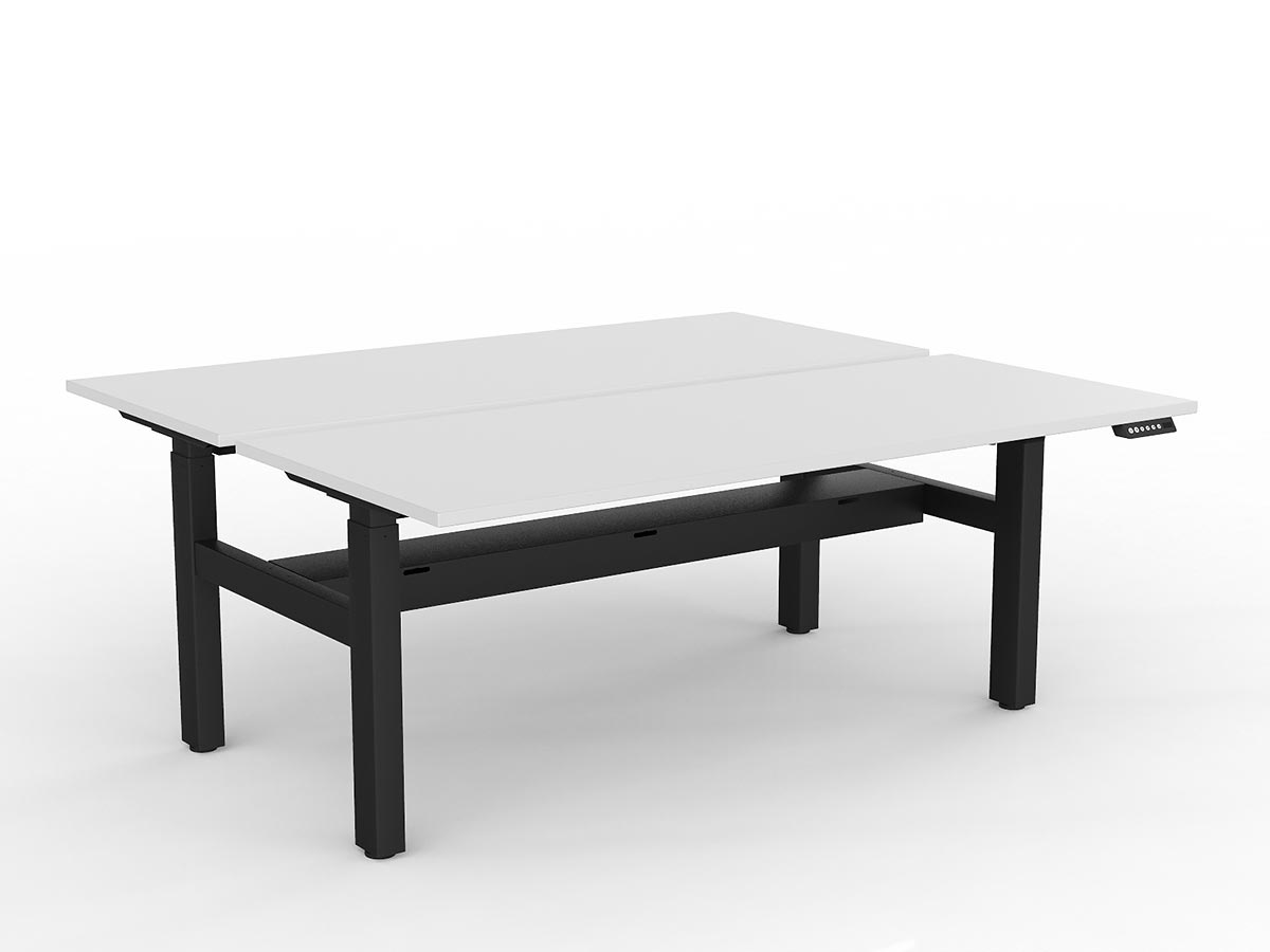 OL Agile 2 Column Electric Height Adjustable Shared Desk White Top Black Frame