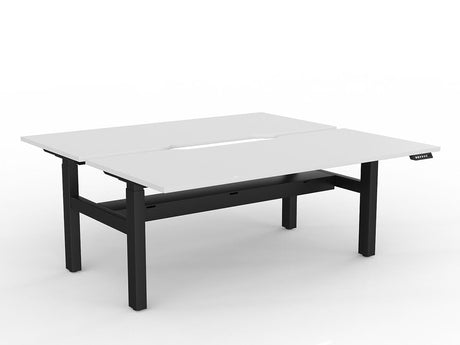 OL Agile 2 Column Electric Height Adjustable Shared Desk White Top Black Frame