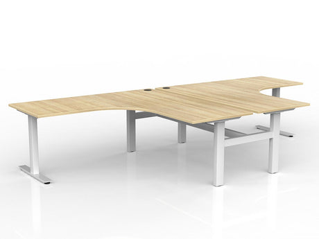 OL Agile 90° Shared Workstation – Oak Top With White Base