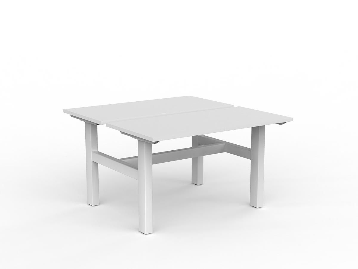 OL Agile Fixed Height 2 User Shared Desk – White Top with White Frame