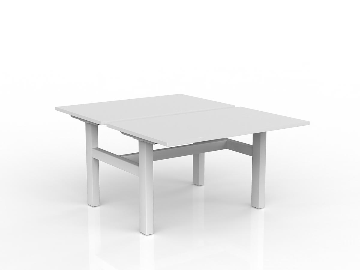 OL Agile Fixed Height 2 User Shared Desk – White Top with White Frame