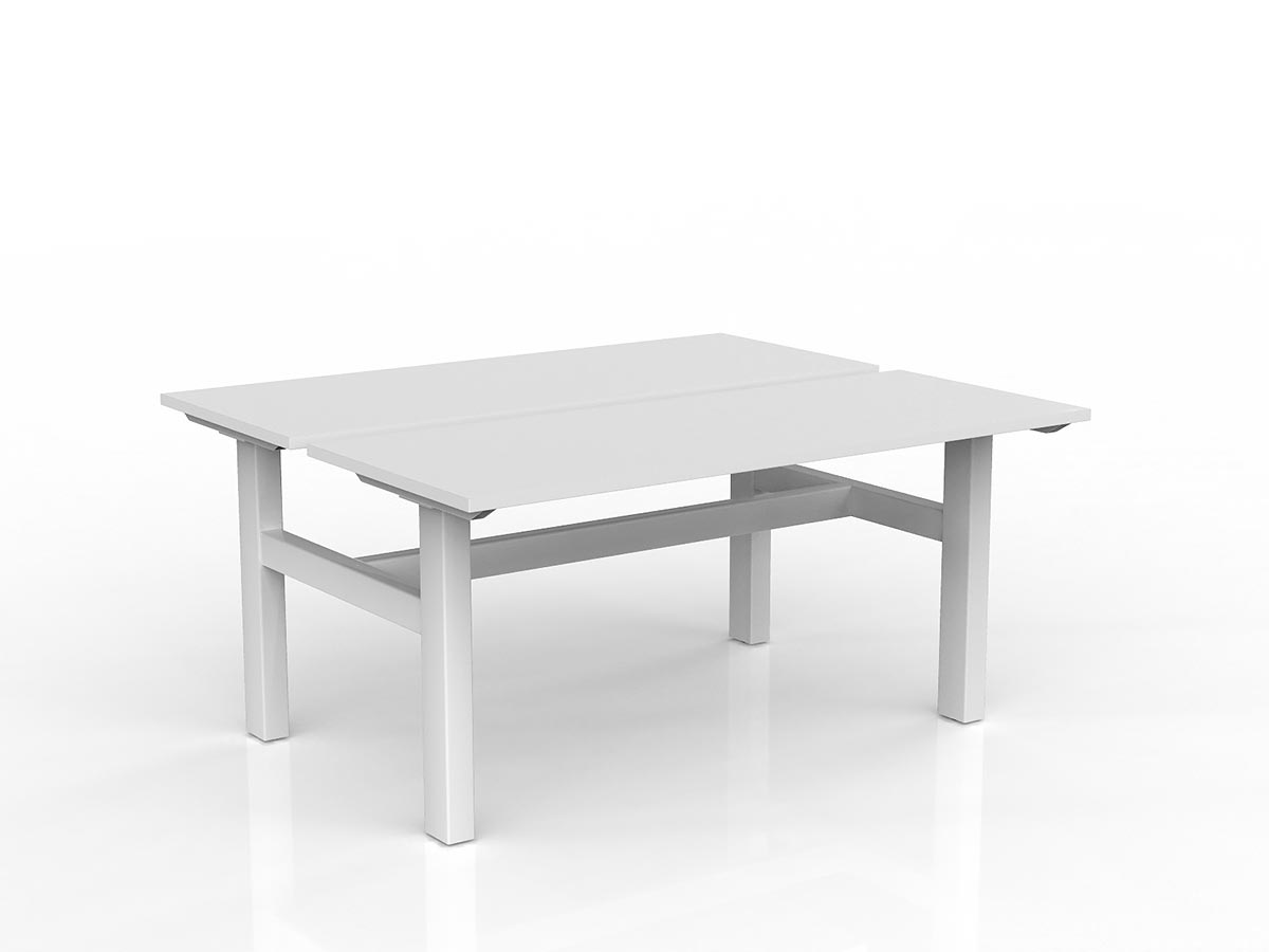 OL Agile Fixed Height 2 User Shared Desk – White Top with White Frame