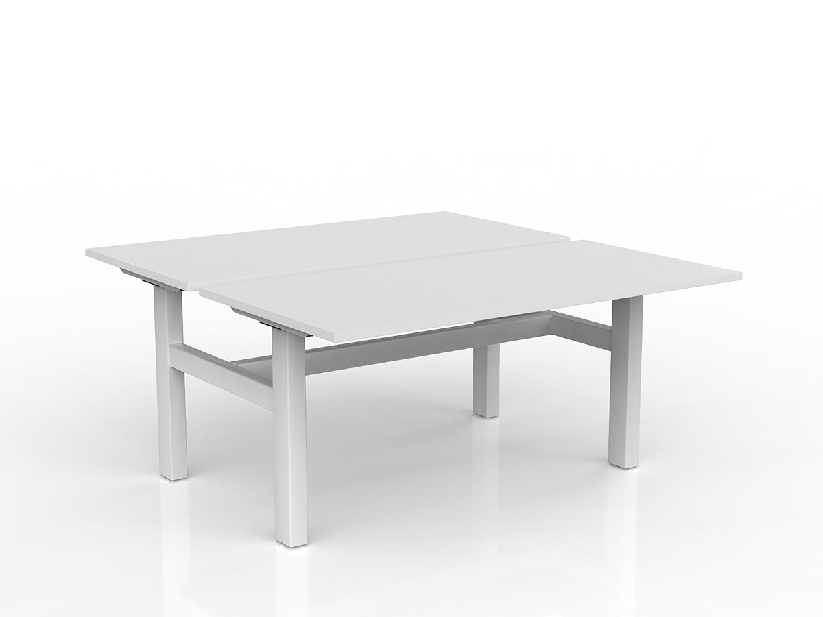 OL Agile Fixed Height 2 User Shared Desk – White Top with White Frame