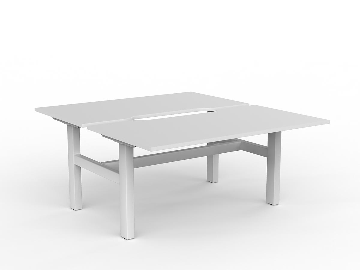 OL Agile Fixed Height 2 User Shared Desk – White Top with White Frame