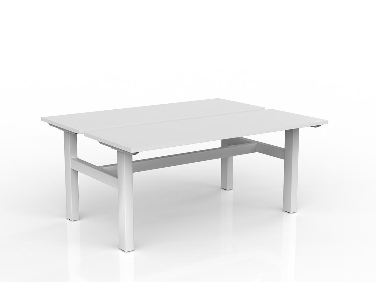OL Agile Fixed Height 2 User Shared Desk – White Top with White Frame