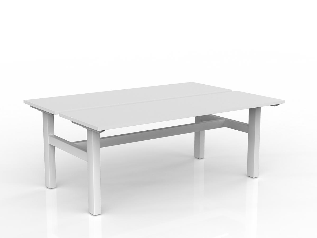 OL Agile Fixed Height 2 User Shared Desk – White Top with White Frame