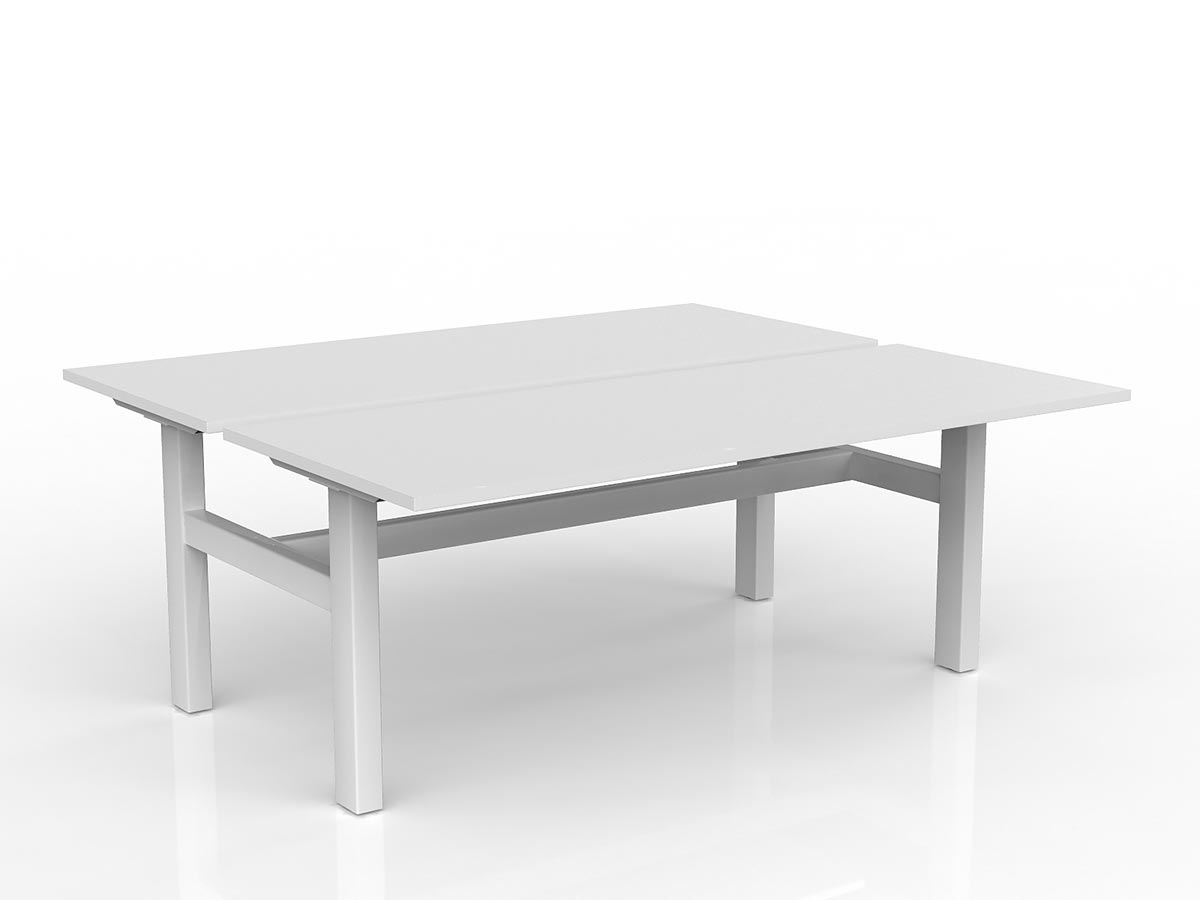 OL Agile Fixed Height 2 User Shared Desk – White Top with White Frame