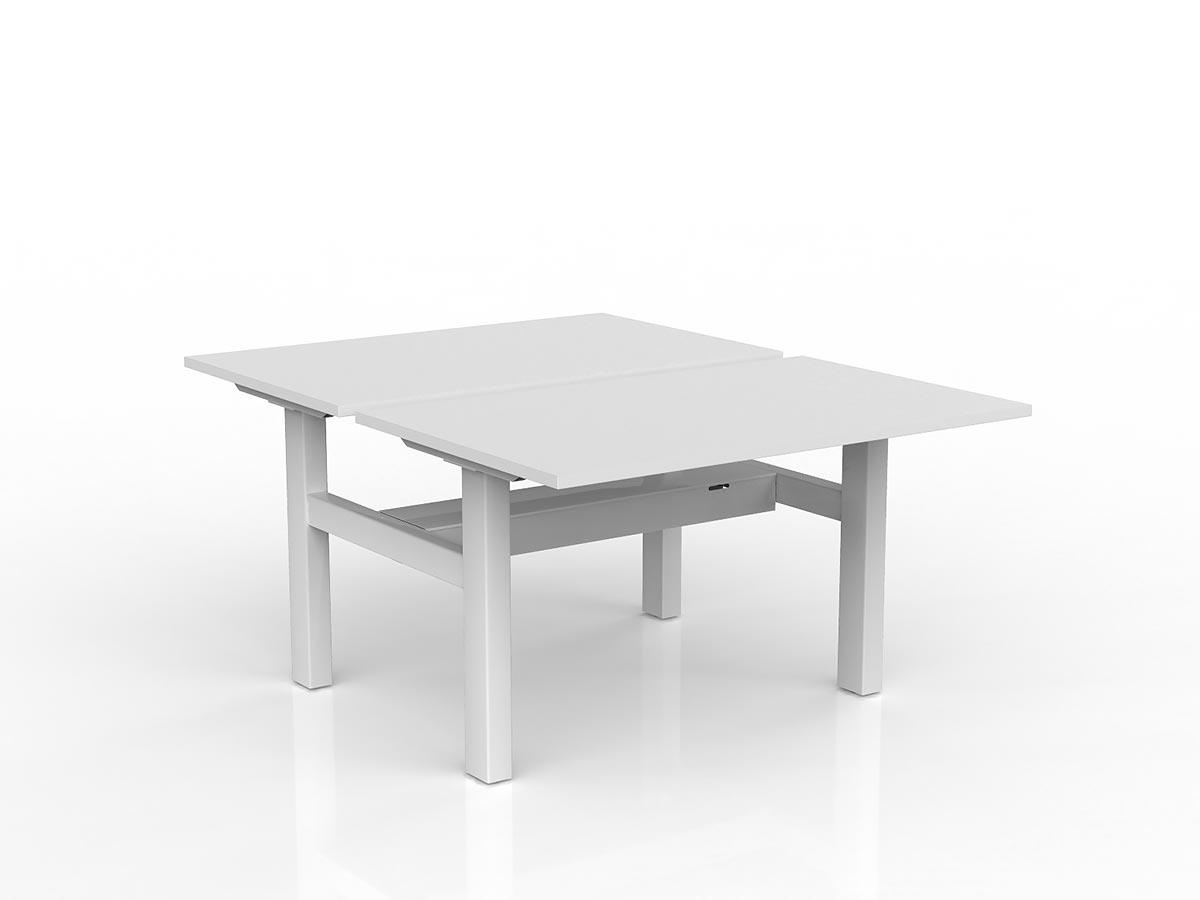 OL Agile Fixed Height 2 User Shared Desk – White Top with White Frame