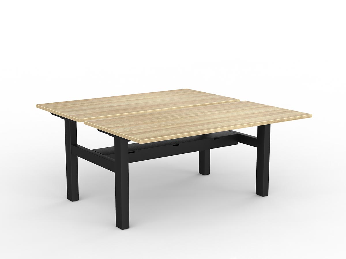 OL Agile Fixed Height Shared Desk – Oak Top with Black Frame