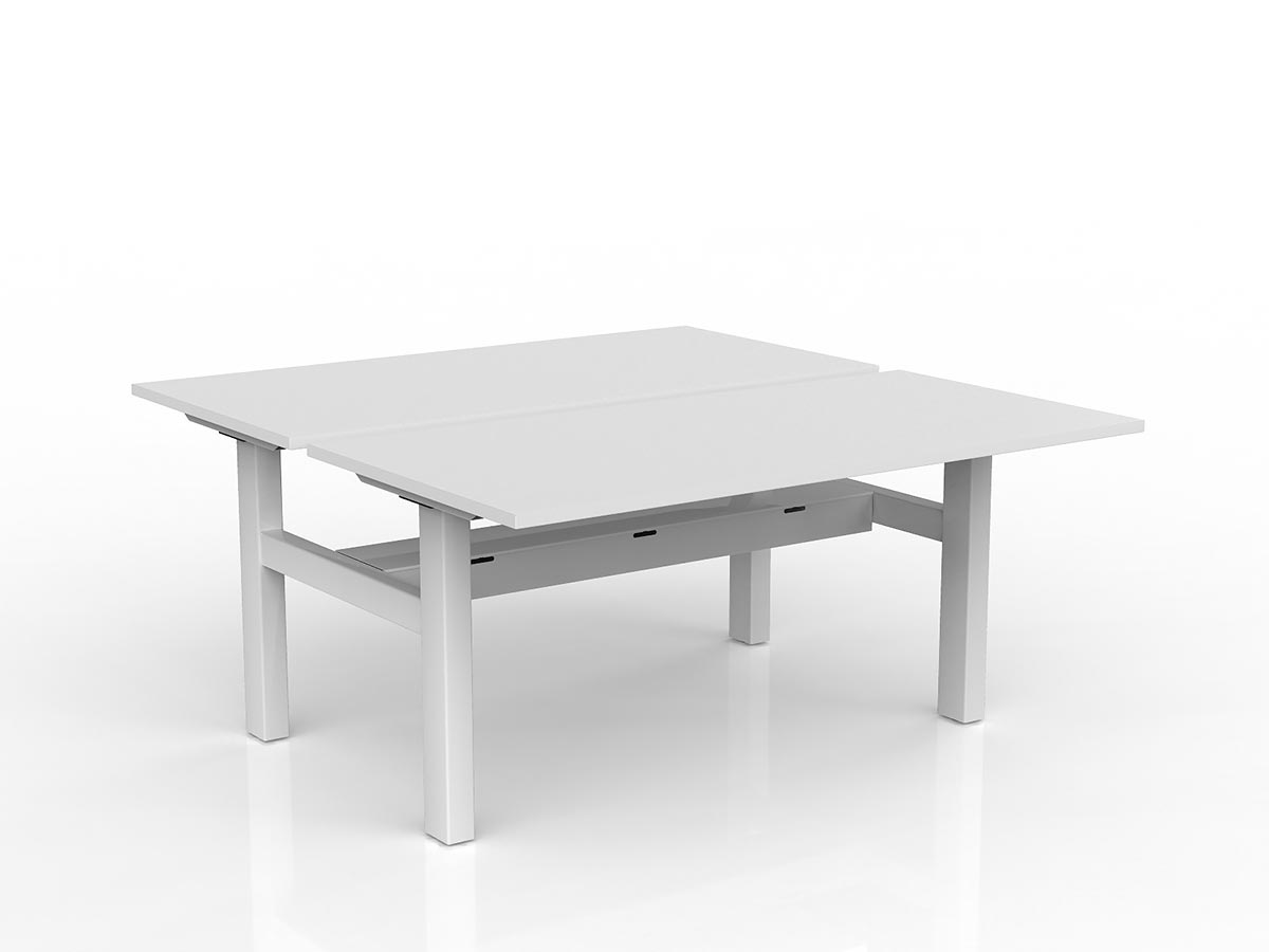 OL Agile Fixed Height 2 User Shared Desk – White Top with White Frame