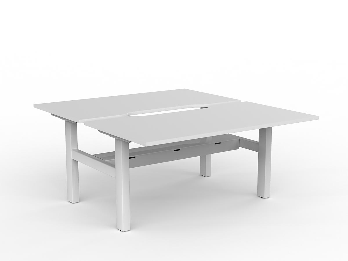 OL Agile Fixed Height 2 User Shared Desk – White Top with White Frame