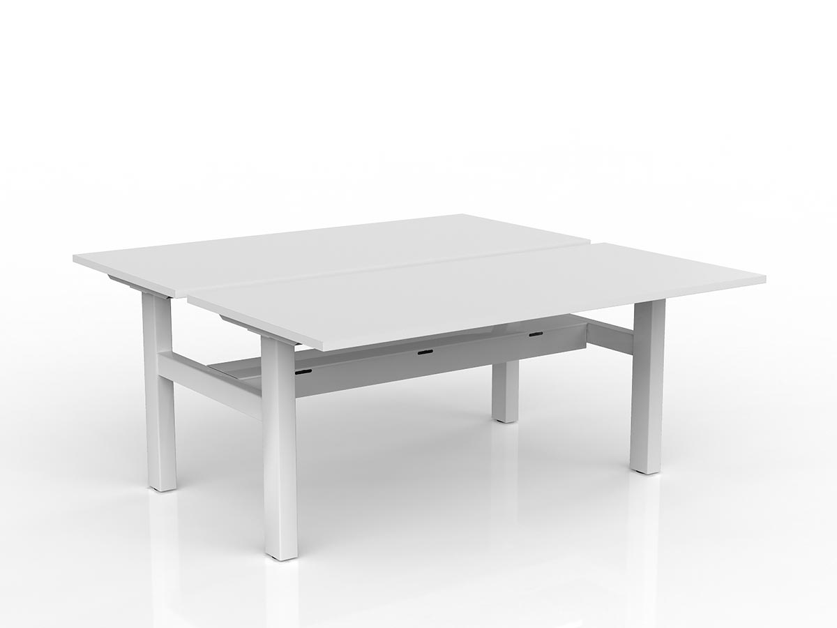 OL Agile Fixed Height 2 User Shared Desk – White Top with White Frame